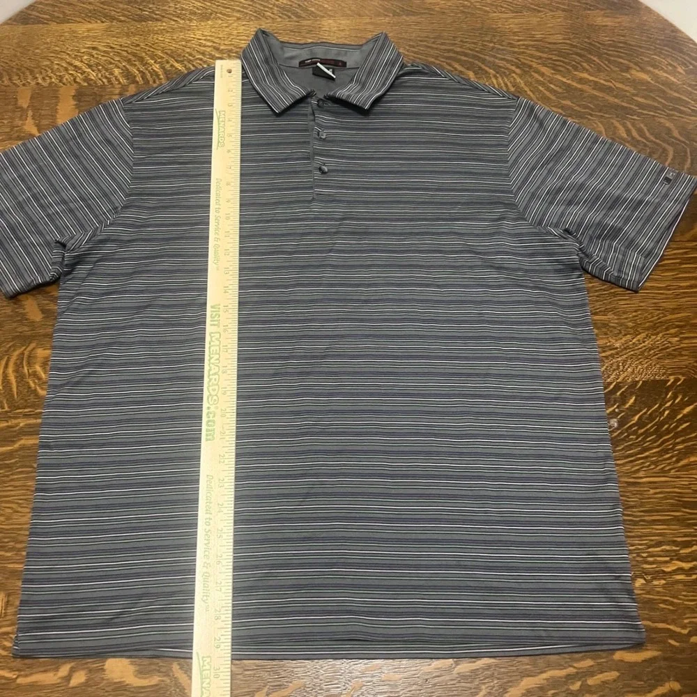 Nike Tiger Woods Collection Polo Mens XL Gray Striped Dri-FIT Golf Shirt